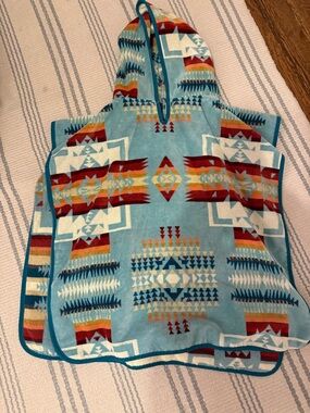 Pendleton Teal Southwestern Hooded Towel with Multicolor Geometric Print